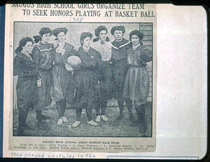 First Woman's Basketball team played in second floor of Hose House, 1907, Lincoln Avenue, Cliftondale