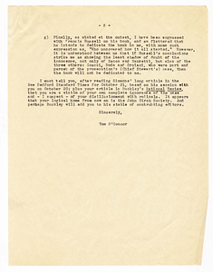 Correspondence between Max Eastman and Tom O'Connor, 1961