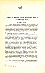 A study of personality of defectives with a social ratings scale