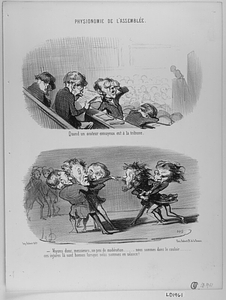 Quand un orateur ennuyeux est à la tribune. - Voyons donc, messieurs, un peu de modération..... nous sommes dans le couloir...... ces injures là sont bonnes lorsque nous sommes en séance!