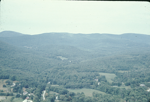 Aerial oblique view West from over West Main Street Williamstown toward Taconic Range on 2 Sept 1971.