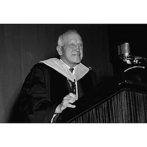 Carl S. Ell speaks at the dedication of the Ell Student Center