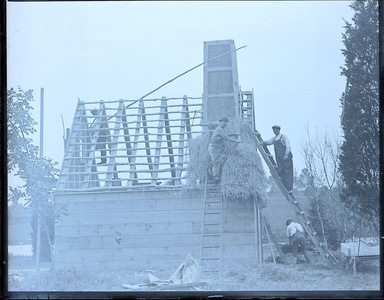 Roof thatching, Pioneer Village, Salem, Mass., June 1930