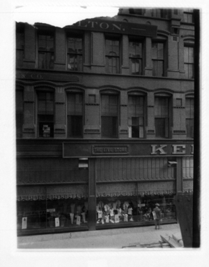 Part of Kennedy's Hawley Street facade, window shopper, Boston, Mass.