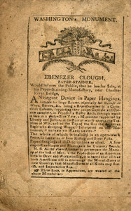 Advertisement for Ebenezer Clough, paper-stainer, Boston, Mass., 1801