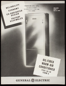 Oil-fired Warm Air Conditioner Type LB-30 Form C, PM4-0001, General Electric Oil-Fired Boiler, General Electric Air Conditioning Department, Bloomfield, New Jersey, March 1946