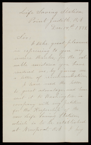 A. G. Gould to Thomas Lincoln Casey, December 14, 1883