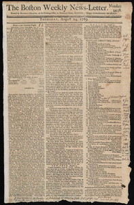 The Boston Weekly News-Letter, 24 August 1769