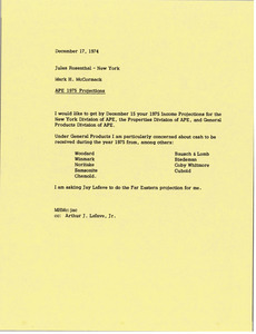 Memorandum from Mark H. McCormack to Jules Rosenthal