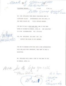 Telephone notes for Mark H. McCormack