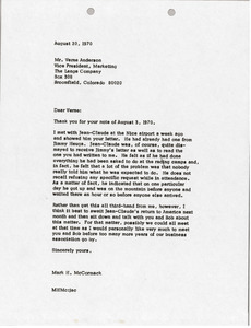 Letter from Mark H. McCormack to Verne Anderson