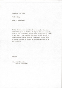 Memorandum from Mark H. McCormack to Phil Pilley