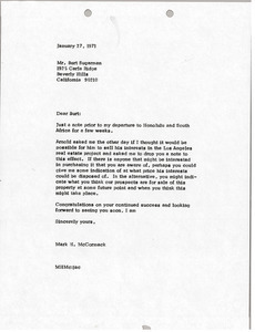 Letter from Mark H. McCormack to Burt Sugarman