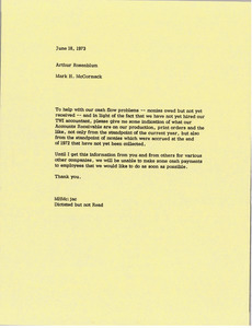 Memorandum from Mark H. McCormack to Arthur Rosenblum