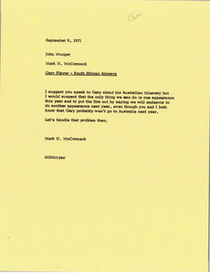 Memorandum from Mark H. McCormack to John Munger