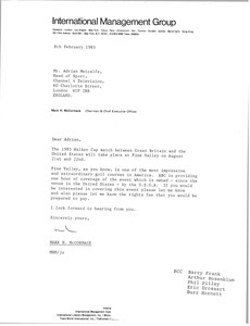 Letter from Mark H. McCormack to Adrian Metcalfe