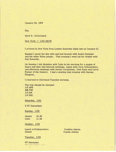 Memorandum from Mark H. McCormack to travel file