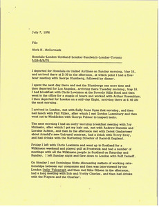 Memorandum from Mark H. McCormack to file