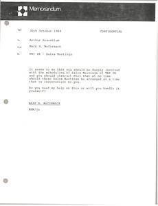 Memorandum from Mark H. McCormack to Arthur Rosenblum