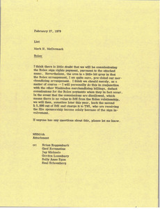 Memorandum from Mark H. McCormack to list