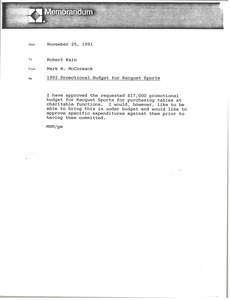 Memorandum from Mark H. McCormack to Robert Kain