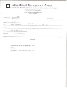 Fax from Mark H. McCormack to Brian Roggenburk