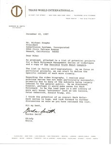 Letter from Gordon Smith to Michael Doepke