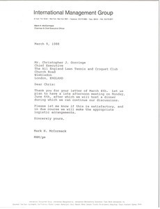 Fax from Mark H. McCormack to Christopher J. Gorringe