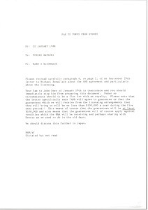 Fax from Mark H. McCormack to Fumiko Matsuki