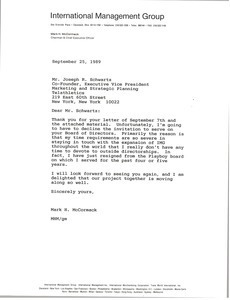 Letter from Mark H. McCormack to Joseph R. Schwartz