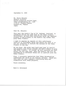 Letter from Mark H. McCormack to Kuni Okouchi