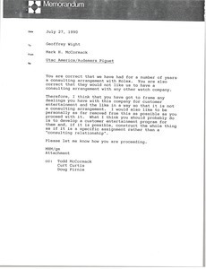 Memorandum from Mark H. McCormack to Geoffrey Wight