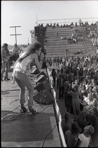 Hollywood Speedway Rock Festival: Wet Willie in performance, Jimmy Hall (vocals) at edge of stage