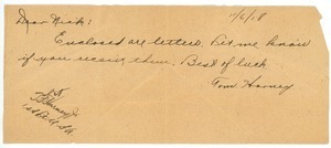 Letter from Thomas F. Harney to Frank F. Newth