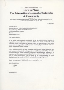 Letter from Steve Baldwin to Judi Chamberlin