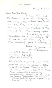 Letter from John A. Kingsbury to W. E. B. Du Bois