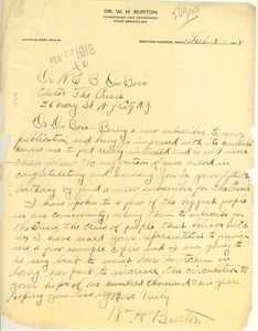 Letter from Dr. W. H. Burton to W. E. B. Du Bois