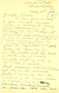 Letter from George W. Venters to editor of The Crisis
