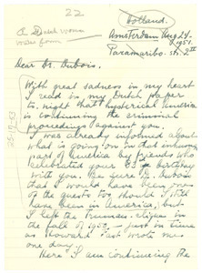 Letter from Elizabeth De Sturler to W. E. B. Du Bois