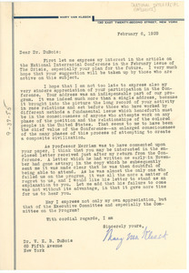 Letter from The National Interracial Conference to W. E. B. Du Bois