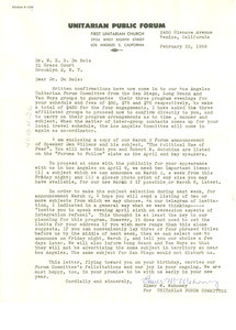 Letter from Elmer M. Mahoney to W. E. B. Du Bois
