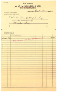 Invoice from A. C. McClurg & Co. to W. E. B. Du Bois
