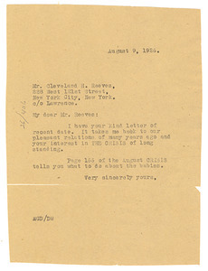 Letter from Crisis to Cleveland H. Reeves