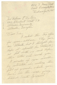 Letter from E. H. Sauer to W. E. B. Du Bois