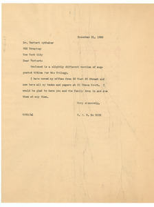 Letter from W. E. B. Du Bois to Herbert Aptheker