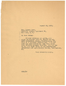 Letter from W. E. B. Du Bois to Lenore Love