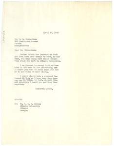 Letter from Atlanta University Library to William H. Richardson