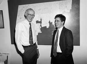 Congressman John W. Olver with a visitor, in his congressional office