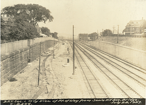 Dorchester Rapid Transit section 1. North view of right of way from Savin Hill Avenue Bridge