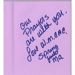 Card from a woman at the Western Massachusetts Correctional Alcohol Center